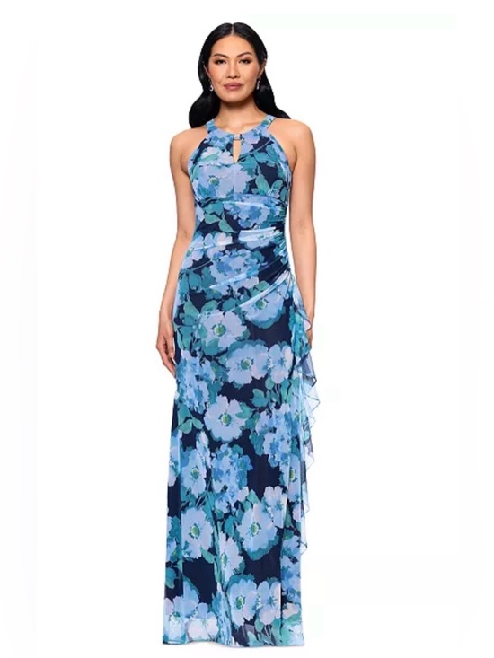Betsy & Adam Dresses & Skirts - NWT Betsy & Adam Navy & Light Blue Floral Halter Maxi Dress